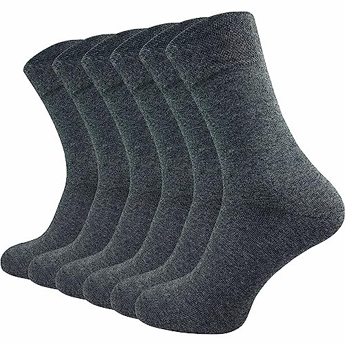 Damen & Herren Premium Socken (6 Paar) | Komfortbund ohne drückende Naht | Business & Freizeit (39-42, grau)