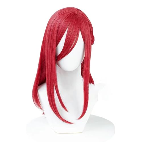 WCCNKK Anime Cosplay Perücke, Blue Lock Chigiri Hyoma Perücke, Rotes 50 cm Langes Haar, Mit Kostenloser Perückenkappe, Für Party Alltag Halloween Perücke, Anime-Dekoration