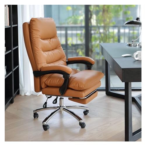 TBSZCM Ergonomischer Bürostuhl, Chefsessel, Leder, für den Haushalt, einfacher Computerstuhl, verstellbar, ergonomischer Bürostuhl mit Fußpedal, Drehstuhl (Farbe: Orange) interessant Run forward