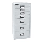 BISLEY MultiDrawer, 29er Serie, DIN A4, 8 Schubladen, Metall, 645 Lichtgrau, 38 x 27.9 x 59 cm