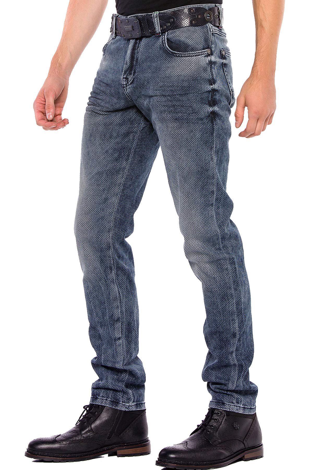 Cipo & Baxx Herren Jeanshose Slimfit Denim Used Basic Jeans Hose Blau W34 L32