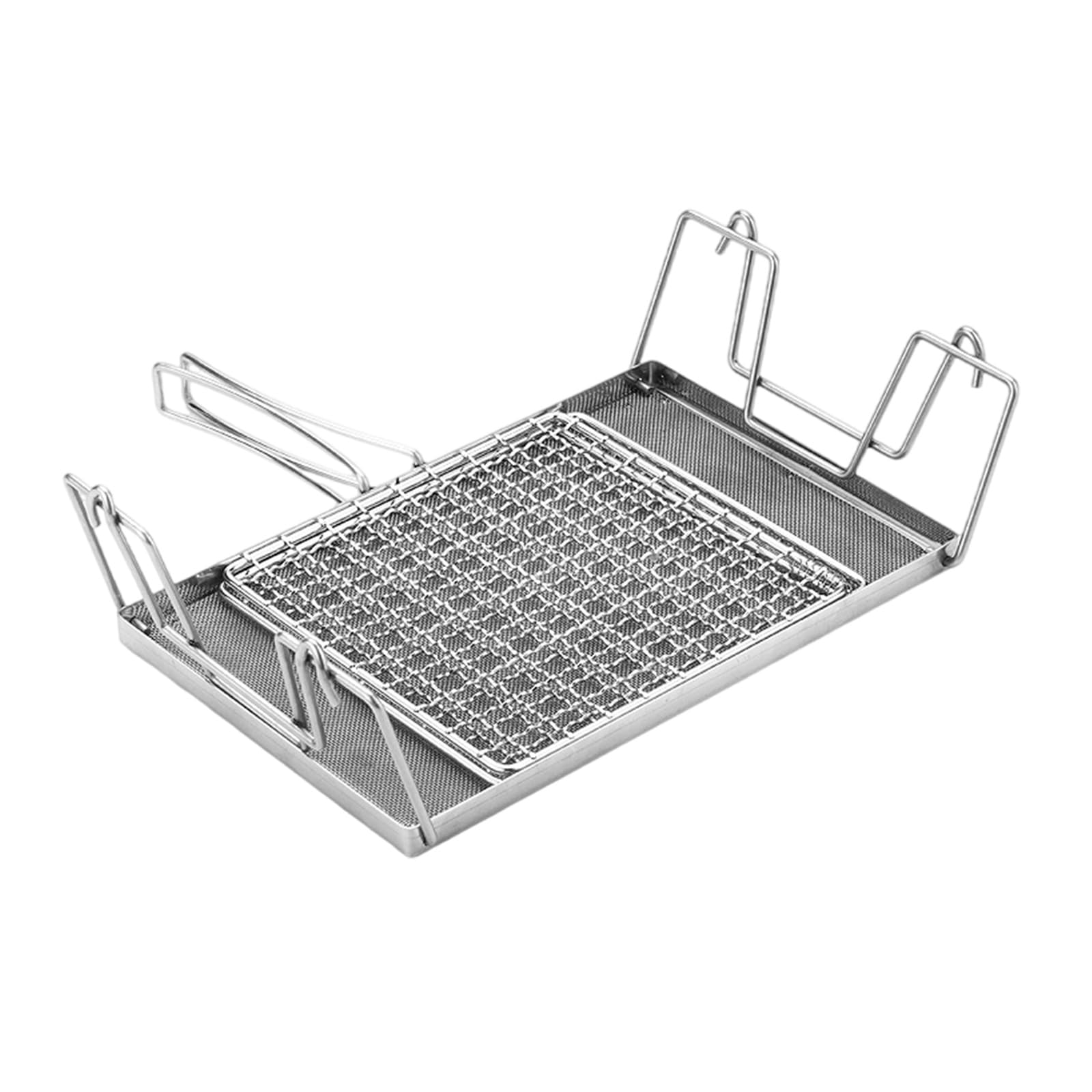 Avejjbaey Faltbarer Edelstahl-Toaster, Brotgrill, Outdoor, Camping, Kochen, angepasster Brottoaster, Ständer, Klappgrills