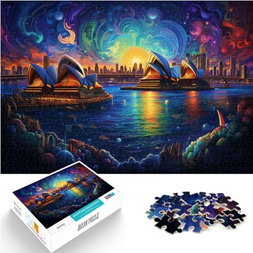 Puzzles Lernspiele Farbe Sydney Opera House und Hafen Puzzles für Erwachsene 1000 Teile Holzpuzzle Stressabbau 1000 Teile (50x75cm)