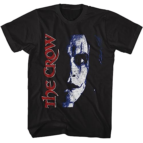 The Crow Movie Herren T-Shirt mit Logo und Eric's Face Crow, kurzärmelig, Vintage-Stil, Grafik-T-Shirt, Schwarz, Schwarz, XL