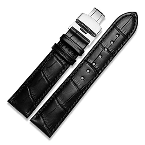 NEYENS Uhrenarmband aus echtem Leder mit Schmetterlingsverschluss, Krokodil-Armband für Herren, Größen 12, 13, 14, 15, 16, 17, 18, 19, 20, 21, 22, 23, 24 mm, 16 mm, Achat