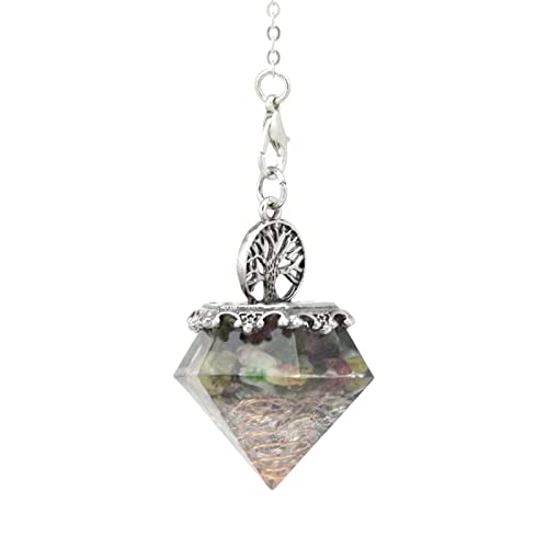 Natürlicher Kristallstein Orgon Pyramide Baum des Lebens Stein Anhänger Pendelkette für Energie Schmuck,Turmalin