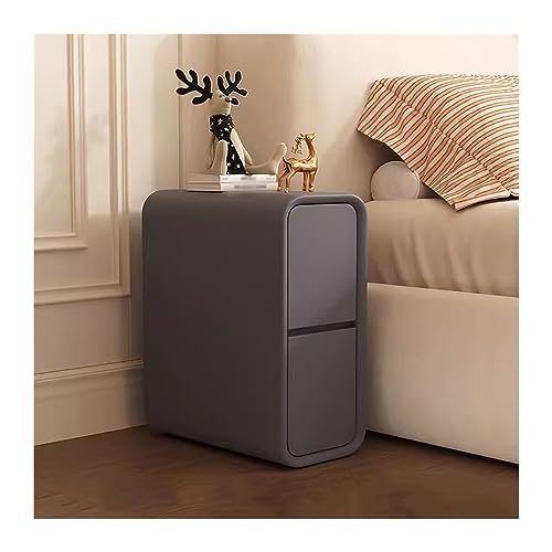 Nachttische Ultraschmaler Nachttisch aus Holz, modernes, minimalistisches Schlafzimmer, kleiner Raum, Nachttisch, Nachttisch, einfache Cubbies, einfarbige Nachttischmöbel Nachtschrank(Dark gray,S)