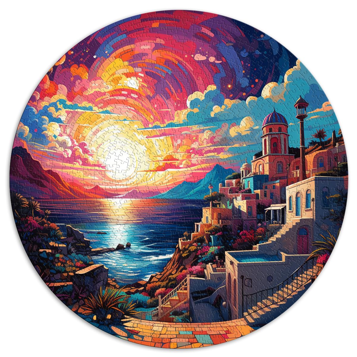 Puzzles für Puzzle Mykonos buntes Puzzle für Erwachsene 1000 Teile 26,5x26,5 Zoll Präzisionsschnitt Puzzle Geschenk für und