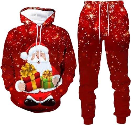 RIAAJ Men Christmas Fashion Casual Sweater Pants Sports Jogging Suit athletic Sports Shirts and Pants Set (Weihnachten2,XL)