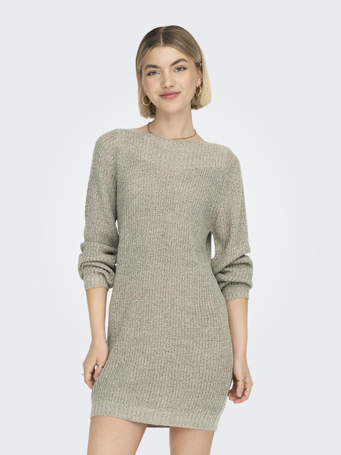 JDY Damen JDYwhitney Megan L/S Boat Dress Knt Noos Kleid, Cement, L