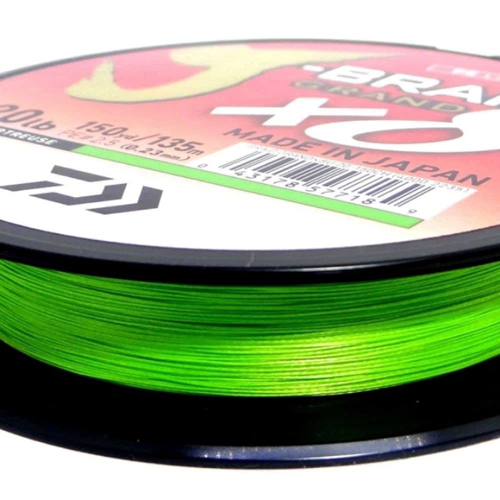 Daiwa J-Braid Grand x8E 0.22mm, 19.5kg/43.0Lbs, 135m Chartreuse, Geflochtene Angelschnur, 127697-022