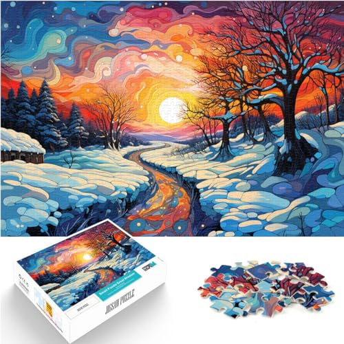 Puzzle für Puzzle Bunter Psychedelischer Pfad im Schnee 1000 Teile Puzzle für Erwachsene Holzpuzzle Spielzeug Denkspiel 1000 Teile (50x75cm)