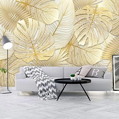 XLMING Wald Goldenes Bananenblatt 3D Tapete Home Dekoration Wohnzimmer Sofa Schlafzimmer Tv Hintergrund Wand-350cm×256cm