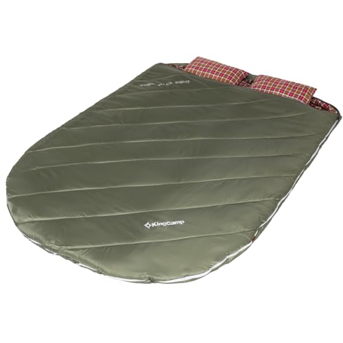 KingCamp Doppelschlafsack，Flanell Schlafsack Outdoor, Deckenschlafsack Winter für 2 Personen Erwachsene, Baumwolle Warm, (Oliv)