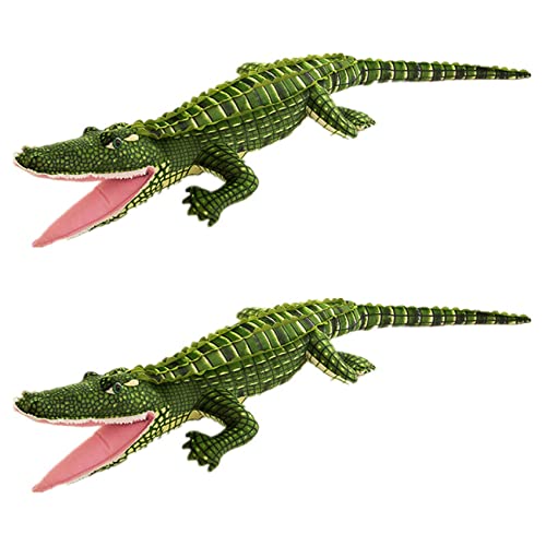 SICOSALT 2Stück 100cm Kuschel Tier Real Life Alligator Plüsch Tier Simulation Simkodil Puppen Kawaii Kreatives Kissen für Kinder Geschenke