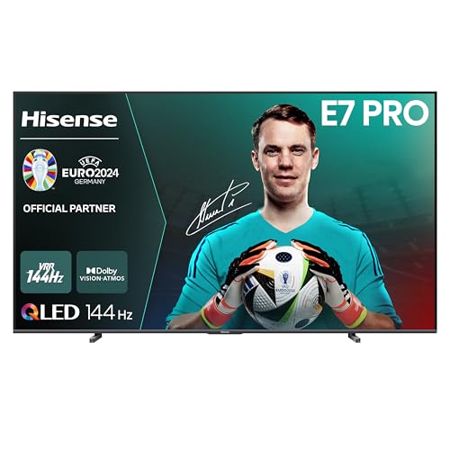 Hisense 100E77NQ Pro 254cm (100 Zoll) Fernseher, 4K UHD, QLED, Smart TV, Total HDR, Dolby Vision IQ Atmos, 144Hz (VRR), HDMI 2.1, Game Mode PRO, Triple Tuner, Alexa Built-In, Dunkelgrau, [2024]