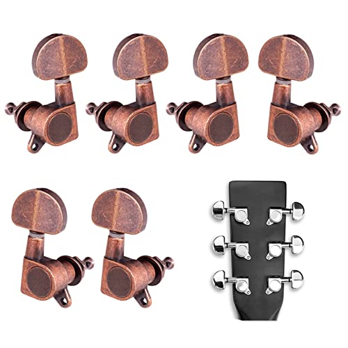 Gitarren Stimmwirbel 6 Stücke Geschlossene Gitarre-Tuning-Pegs String-Tuner-Maschinenköpfe Knöpfe Tuning-Tasten Für Folk Akustik/E-Gitarre (Color : Crimson Bronze)