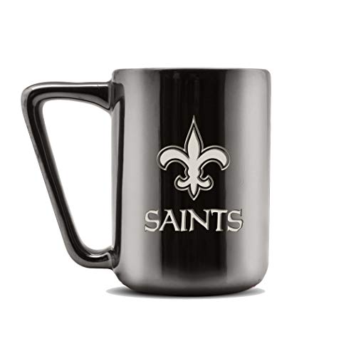 Duck House NFL New Orleans Saints Keramik-Kaffeetasse mit Metallic-Finish, professionelle Keramik, Lasergraviertes Team-Logo, BPA-frei, spülmaschinenfest, 473 ml