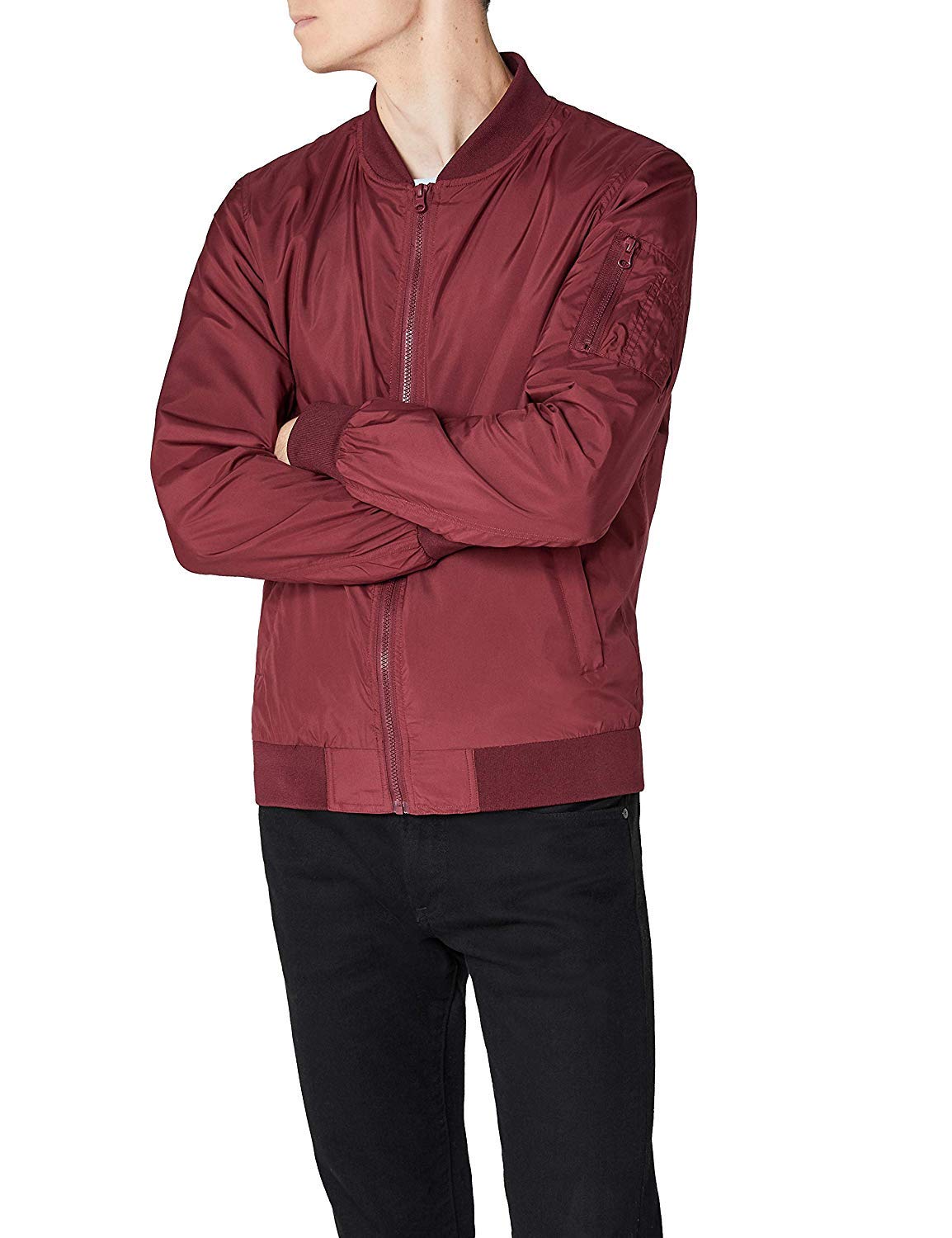 Urban Classics Herren Tb1258-light Jacket Bomber, Burgundy, XXL EU