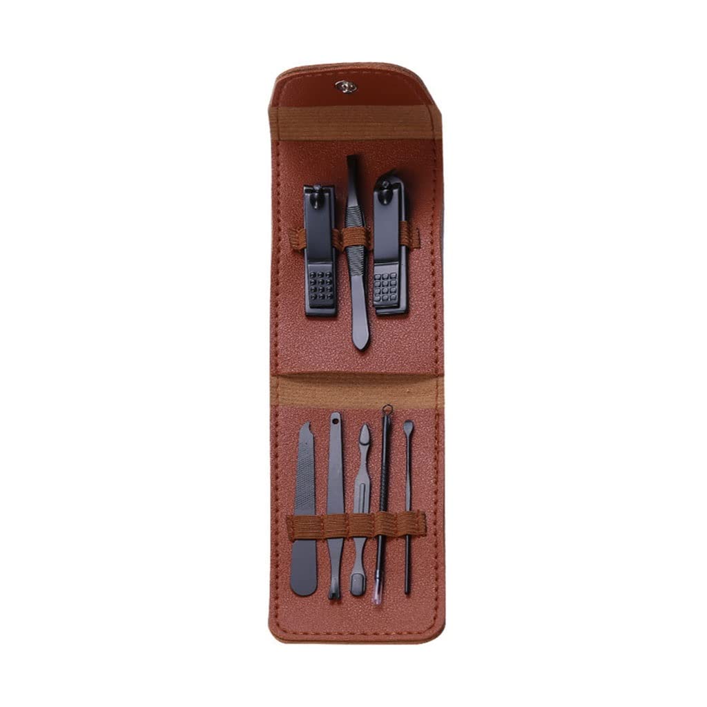 Zehennagelknipser Nagelknipser-Set, professionelles Pediküre-Set, Edelstahl, Beauty-Tool, Schönheitsset mit tragbarem, modischem PU-Lederetui, Nagelknipser-Set (Farbe: Braun, 18-teiliges Set) (Braun