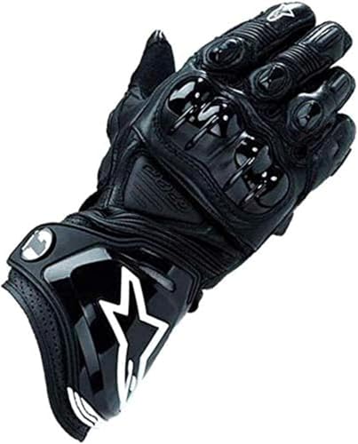 Original Leder-Motorradhandschuhe, schützende Renn-Motorradhandschuhe, Schwarz, XXL