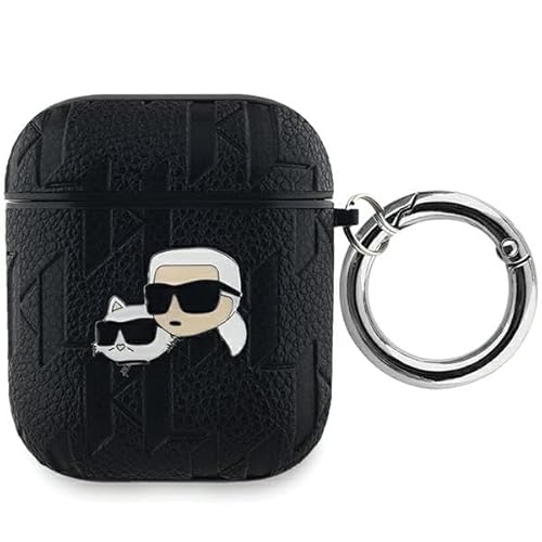 CG Mobile Karl Lagerfeld KLA2PGKCPK Hülle für AirPods 1/2 Schwarz Monogram Karl & Choupette Head