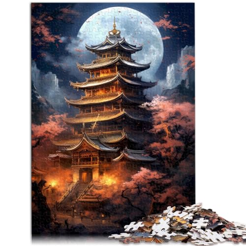 Puzzle, Lernspiele, traditionelle Pagode, 1000-teiliges Puzzle, schwieriges Holzpuzzle für Frauen und Männer, 1000 Teile (50 x 75 cm)