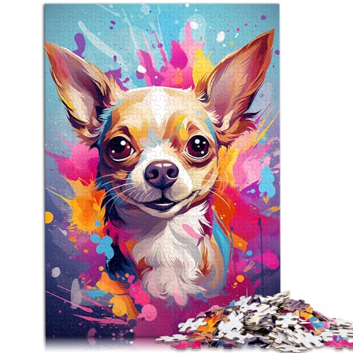 Puzzles Geschenke Spielzeug Malen Bunte Chihuahua-Hundekunst für Erwachsene Puzzles 1000 Teile Holzpuzzle Familienpuzzlespiel Geburtstagsgeschenke 1000 Teile (50 x 75 cm)