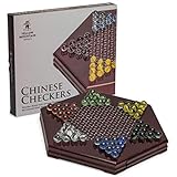 Yellow Mountain Imports Hölzernes Chinesisches Dame Halma Brettspiel-Set mit Schubladen und Bunten Glasmurmeln - 30,5 Zentimeter