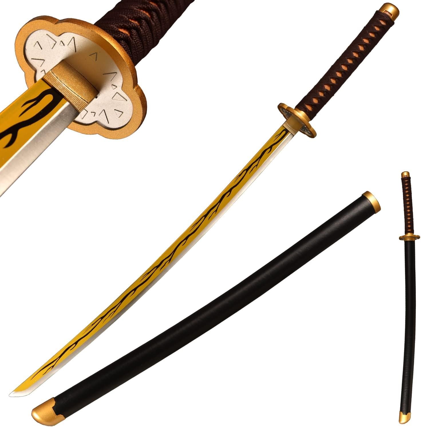 MAUXpIAO Sword Valley Demon Slayer Schwert aus echtem Metall, handgefertigtes Samurai-Schwert Cosplay-Anime-Schwert, ca. 104cm-rengoku/tanjiro/inosuke/kokushibou A Variety of Styles echt/b3/A