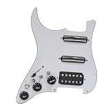 Schlagbrett Tonabnehmer für E Gitarre 1Set SSH Gitarren-Schlagbrett-Verdrahtung geladen vorverdrahtet + Stille-Schalter ST E-Gitarre Doppelspule Pickup 12 Farbe(White-black)