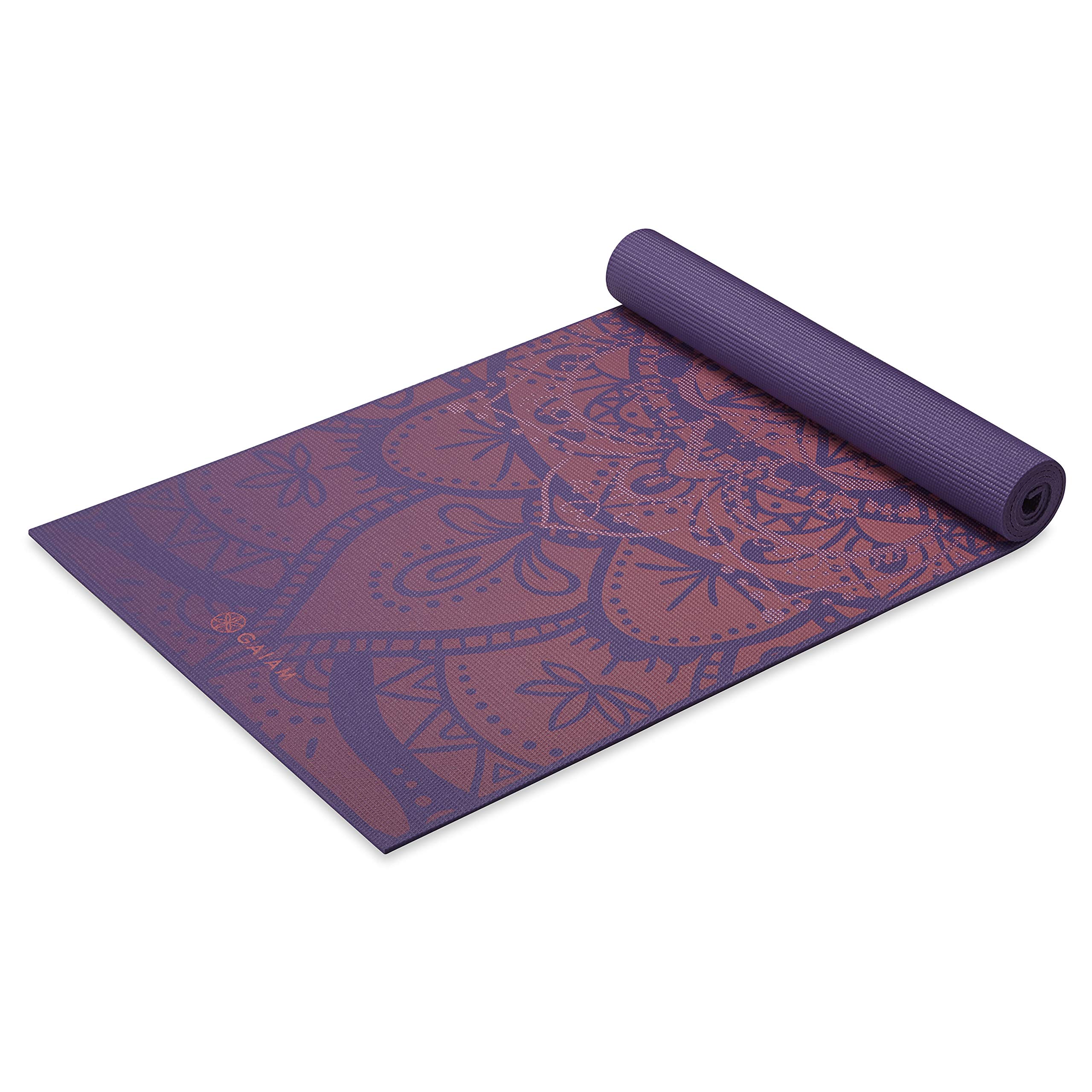 Gaiam Yogamatte, Premium-Druck, extra dick, rutschfest, für alle Arten von Yoga, Pilates und Bodentraining, Athener Rose, 6 mm