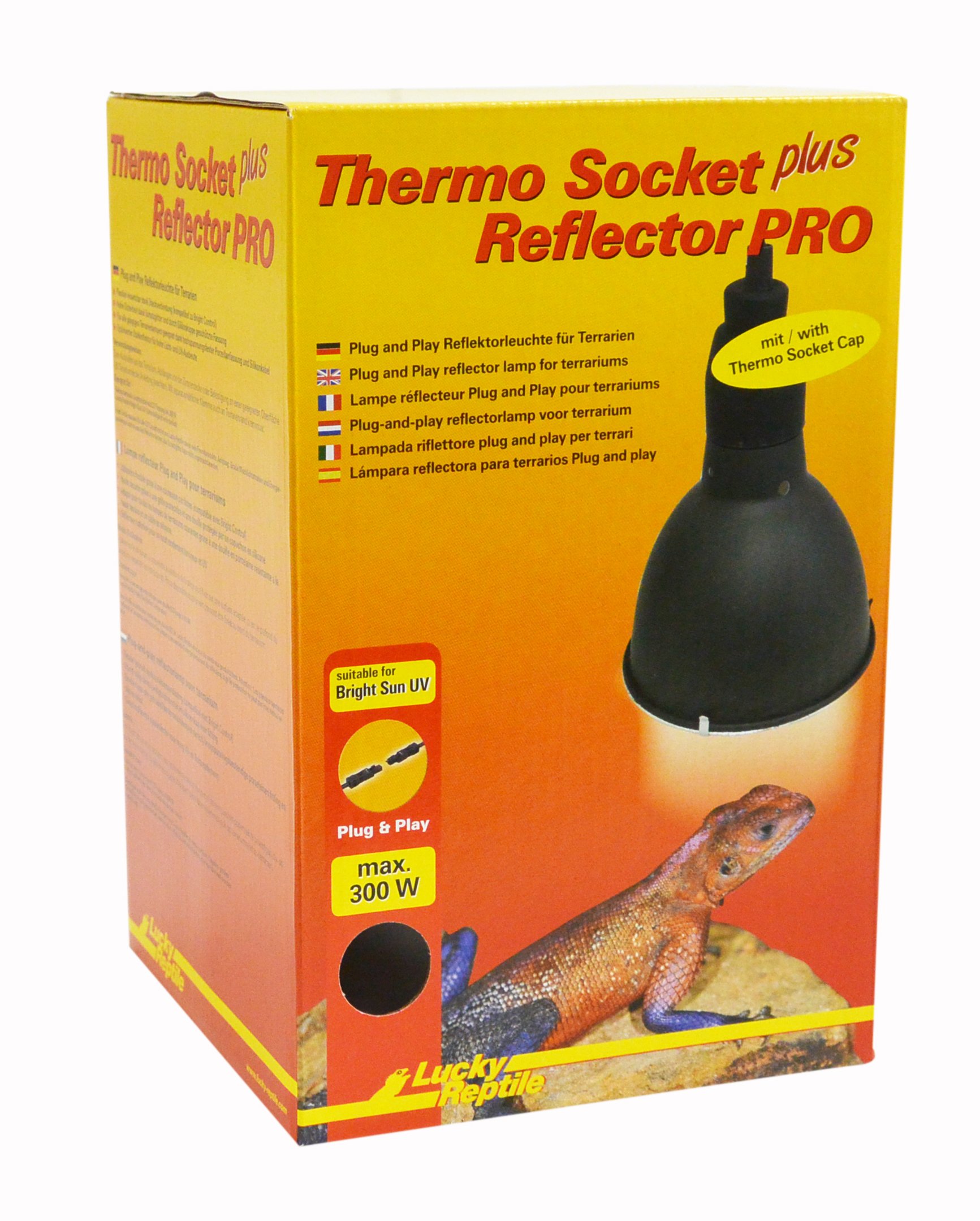 Lucky Reptile HTRP-1 Thermo Socket plus Reflector klein mit Steckverbindung, Reflektorleuchte mit Porzellanfassung Anschlussfertig, Schwarz