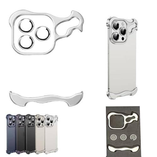 GodbTG Special-Shaped Metal Corner Pad Anti-Fall Phone Case for iPhone, Special-Shaped Metal Corner Pad for iPhone, Special-Shaped Metal Corner Phone Case (Silver,13)