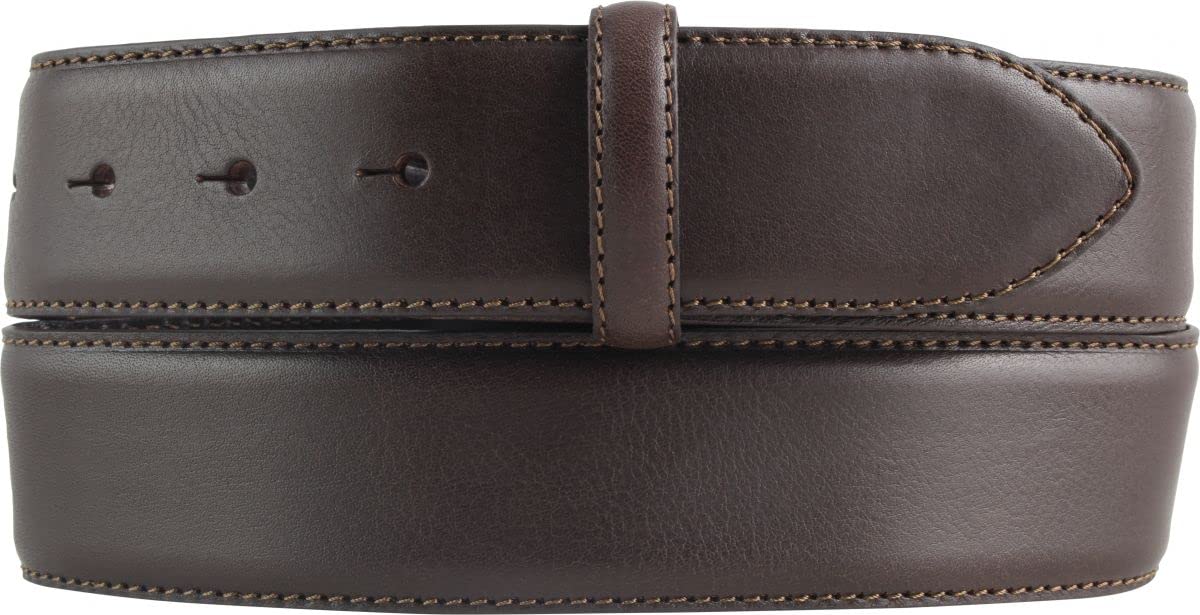 BELTINGER Wechselgürtel aus Vollrindleder mit Naht 4 cm ohne Schnalle | Weicher Druckknopf-Gürtel für Damen Herren 40mm | Jeans-Gürtel mit feiner Struktur | Braun 95cm