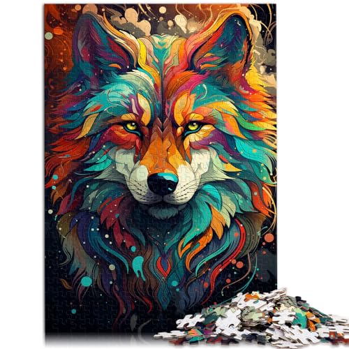 Puzzle, farbenfrohes psychedelisches Neonwolf-Puzzle, 1000 Teile für Erwachsene, Holzpuzzle, einzigartige Geburtstags, 1000 Teile (50 x 75 cm)