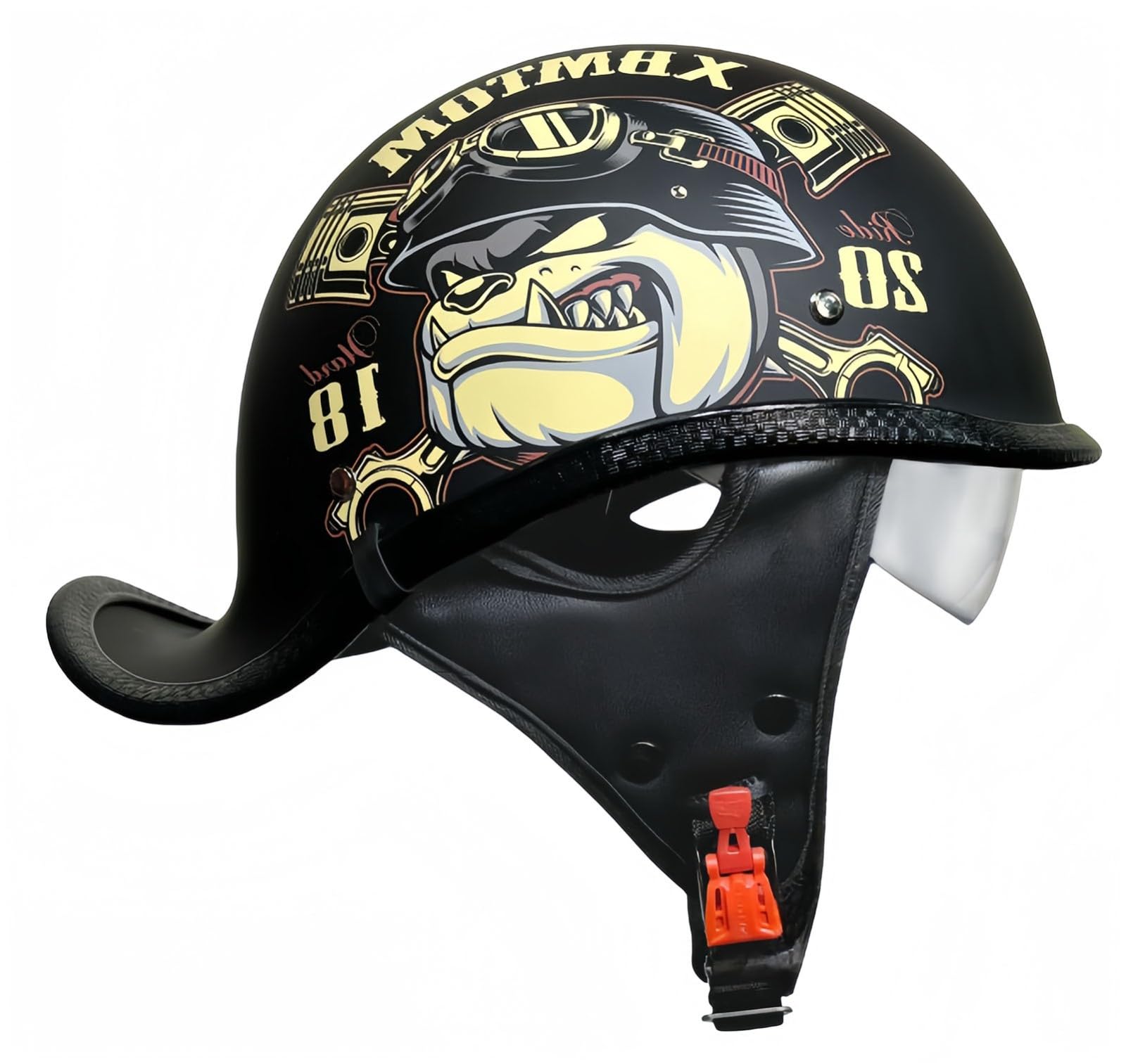 Motorradhelm Für Erwachsene, Kappe, Halber Helm, ECE-Zugelassener Offener Moped-Helm Mit Visier, Roller-Cruiser-Motorradhelm Für Männer Und Frauen A,XL59-60CM