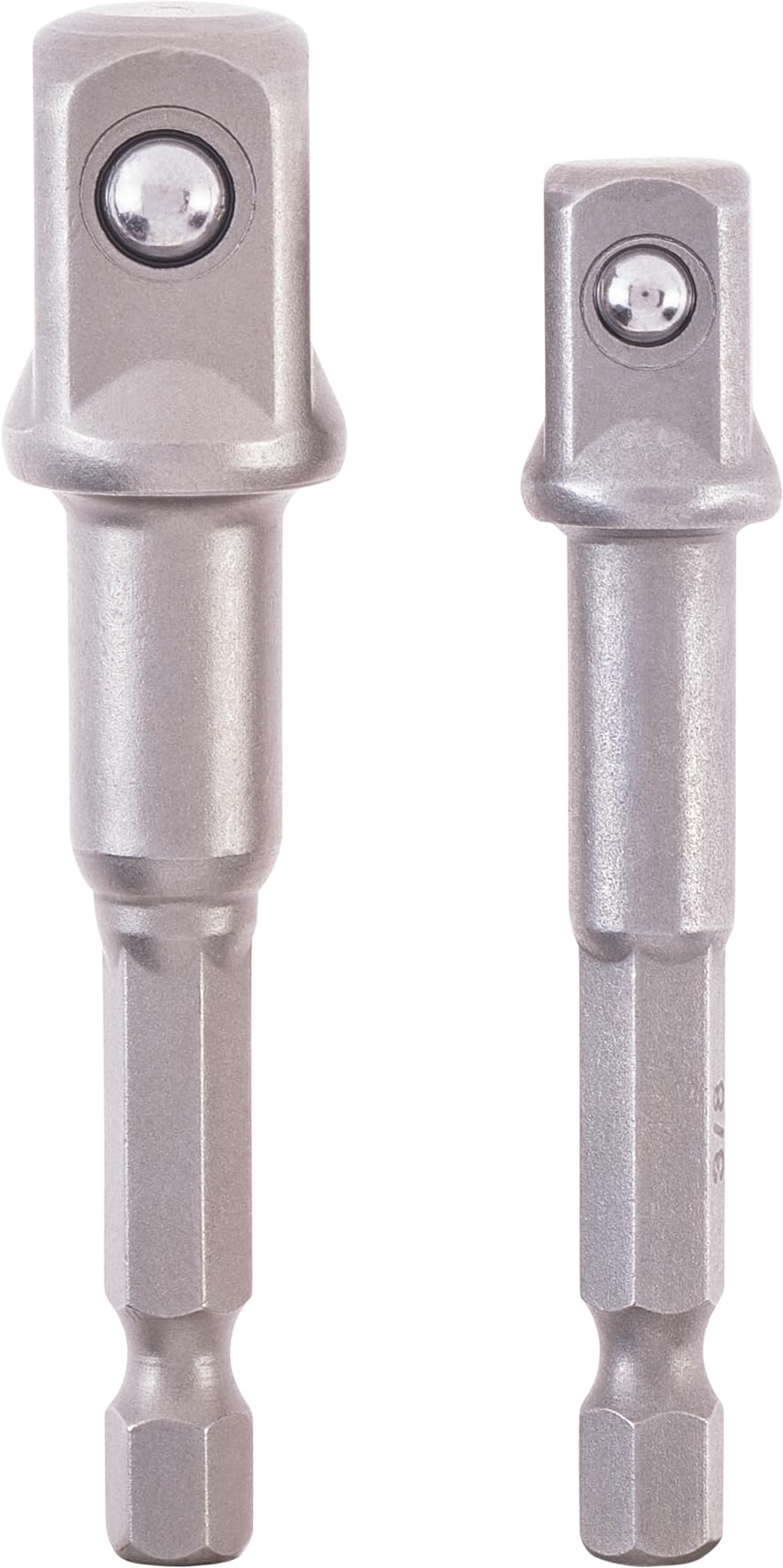 Original Einhell Adapter-Set, 2-tlg., 65/72 mm, 3/8” / 1/2” (Chrom Vanadium, hohe Verschleißfestigkeit, E 6.3 Schaft)