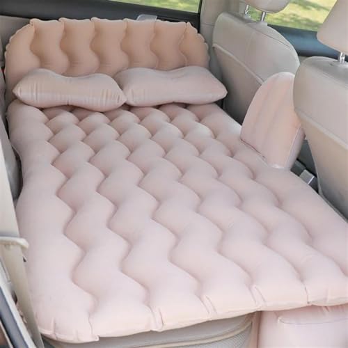 GLILAR Auto Luftmatratze Auto Luftmatratze Reisebett Auto Matratze Hinten Aufblasbares Kissen Luftkissen Bett Reisematratze Schlafkissen Klappbett Autozubehör(Beige)