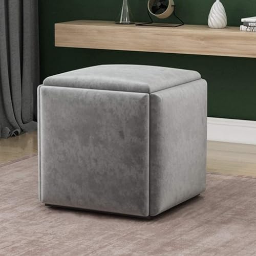 Stapelbare Sofa-Stuhl-Hocker-Kombination, 5-in-1-Sitzwürfel-Fußhocker – atmungsaktive Wildleder-Fußstütze, Ottomane, Wohnaccessoire, kreatives Würfelsofa, gemischte Farben, Grau, groß