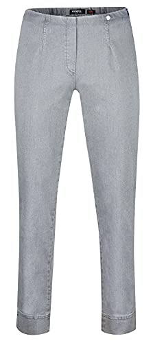 Robell Style Marie – Bequeme, Denim Power Stretch Jeans, Gerade geschnittenes Bein mit Schlitz Farbe Light Grey Größe 42