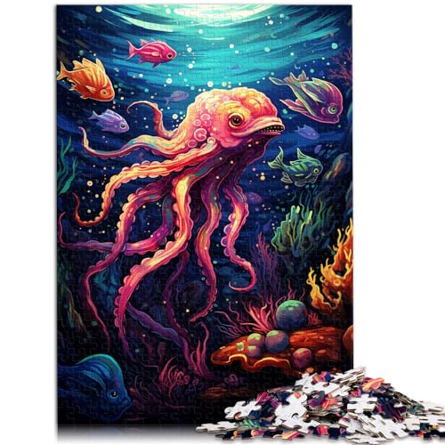 Puzzle zum Ausmalen, Krake, Puzzle für Erwachsene, 1000 Puzzle-Spielzeug, Holzpuzzle, Familienpuzzlespiel, Geburtstagsgeschenke, 1000 Teile (50 x 75 cm)