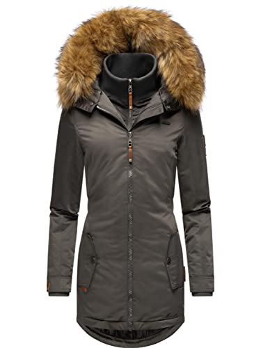 MARIKOO Damen Warmer Winterparka mit Kapuze Sanakoo Anthracite Gr. S