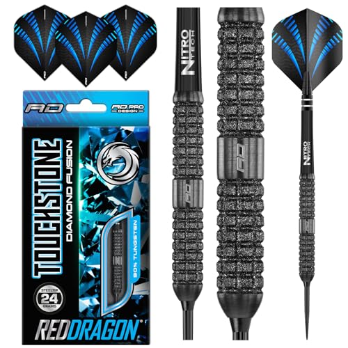 RED DRAGON Touchstone 24g - Tungsten Darts mit Flights und Schäfte (Steel Dartpfeile)