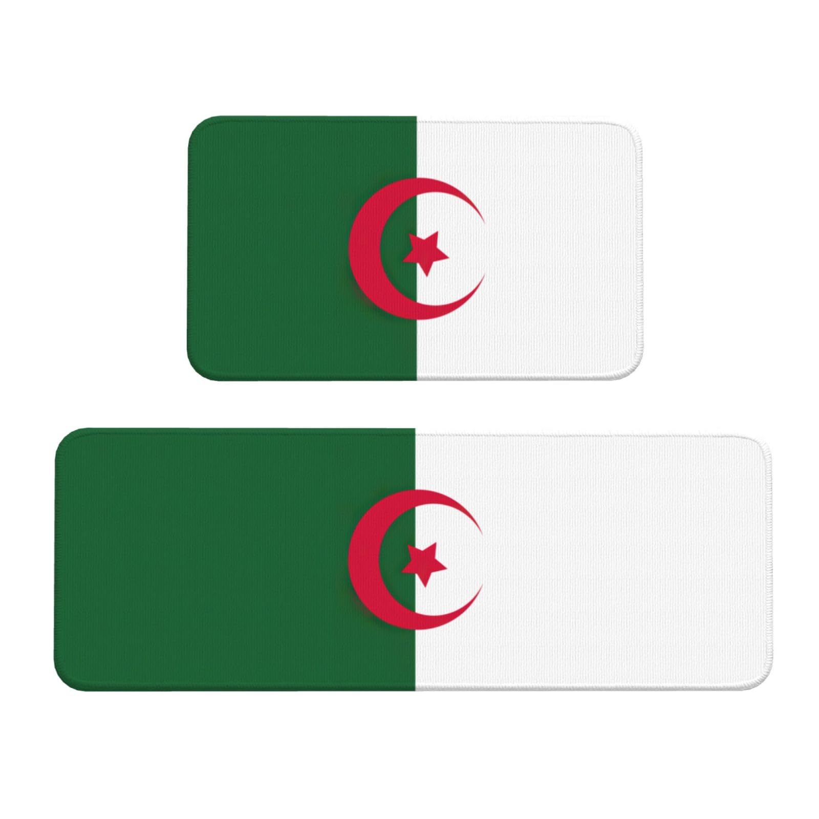 Küchenmatte, Motiv: Flagge von Algerien, 2-teilig, rutschfest, wasserdicht, für Flur, Büro