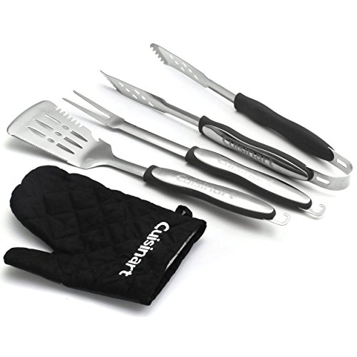 Cuisinart CGS-134BL Grilling Tool Set with Grill Glove, Black (3-Piece)