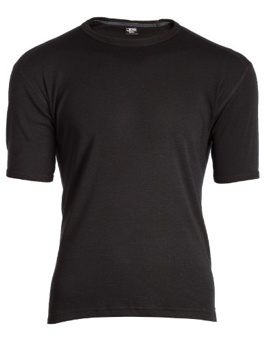 jbs Herren Basic Unterzieh T-Shirt Rundhals Dess. 993 Wool, Schwarz, S