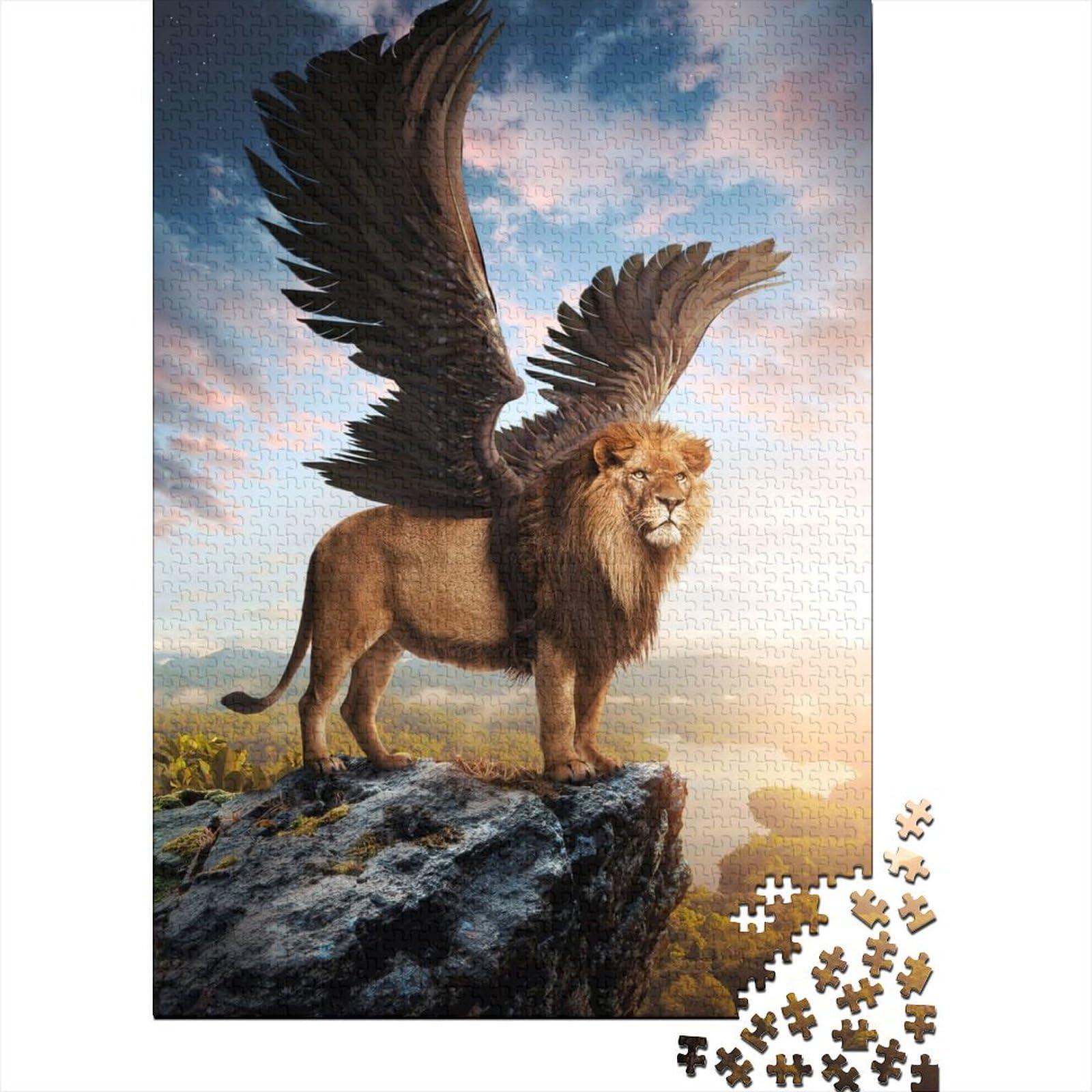 500 große Teile Puzzle für Erwachsene Geflügelter Löwe Holzpuzzle für Erwachsene und Teenager Spielspielzeug für Erwachsene Familienpuzzle Geschenk 52x38cm