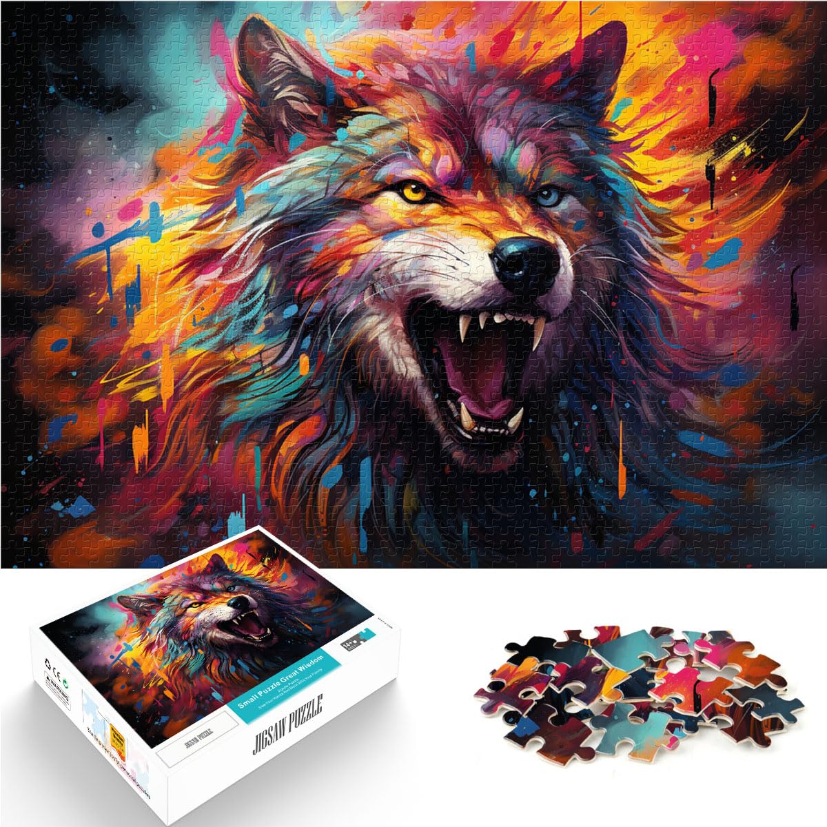 Puzzle | Puzzles, farbenfrohes, legendäres Wolf-Puzzle, 1000 Teile, Holzpuzzle, Spielzeug, Puzzles, Lernspiele, Stressabbau-Puzzles, 1000 Teile (50 x 75 cm)