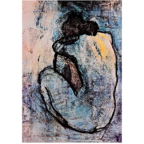 Klassische Pablo Picasso Bild Leinwand Blau Bild Frau Poster Kunstdruck Wand Bilder Bild Für Schlafzimmer Badezimmer Dekor Rahmenlos 60×80cm